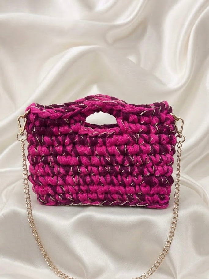 Sac capri rose, bordeaux et doré