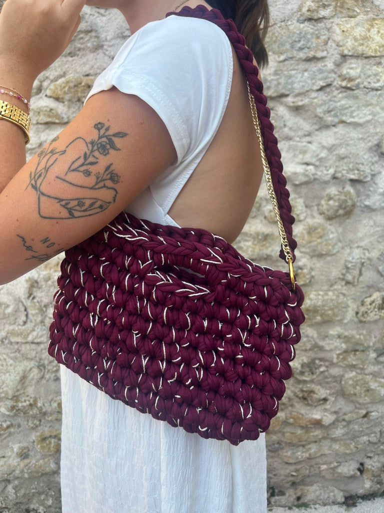 Sac Capri bordeaux et fil doré