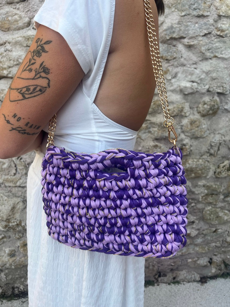 Sac capri lila et doré