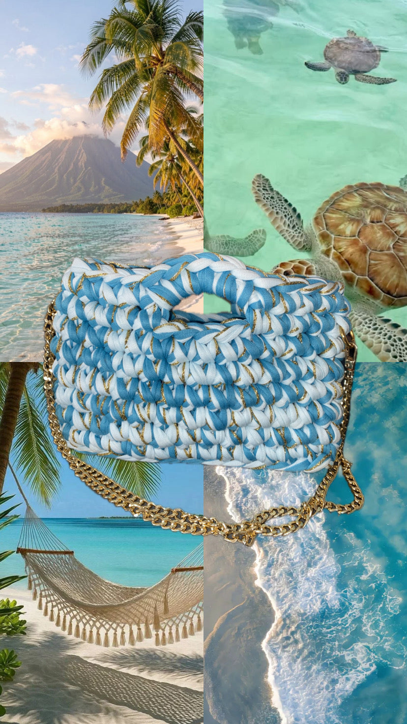 Sac Capri bleu ciel et turquoise