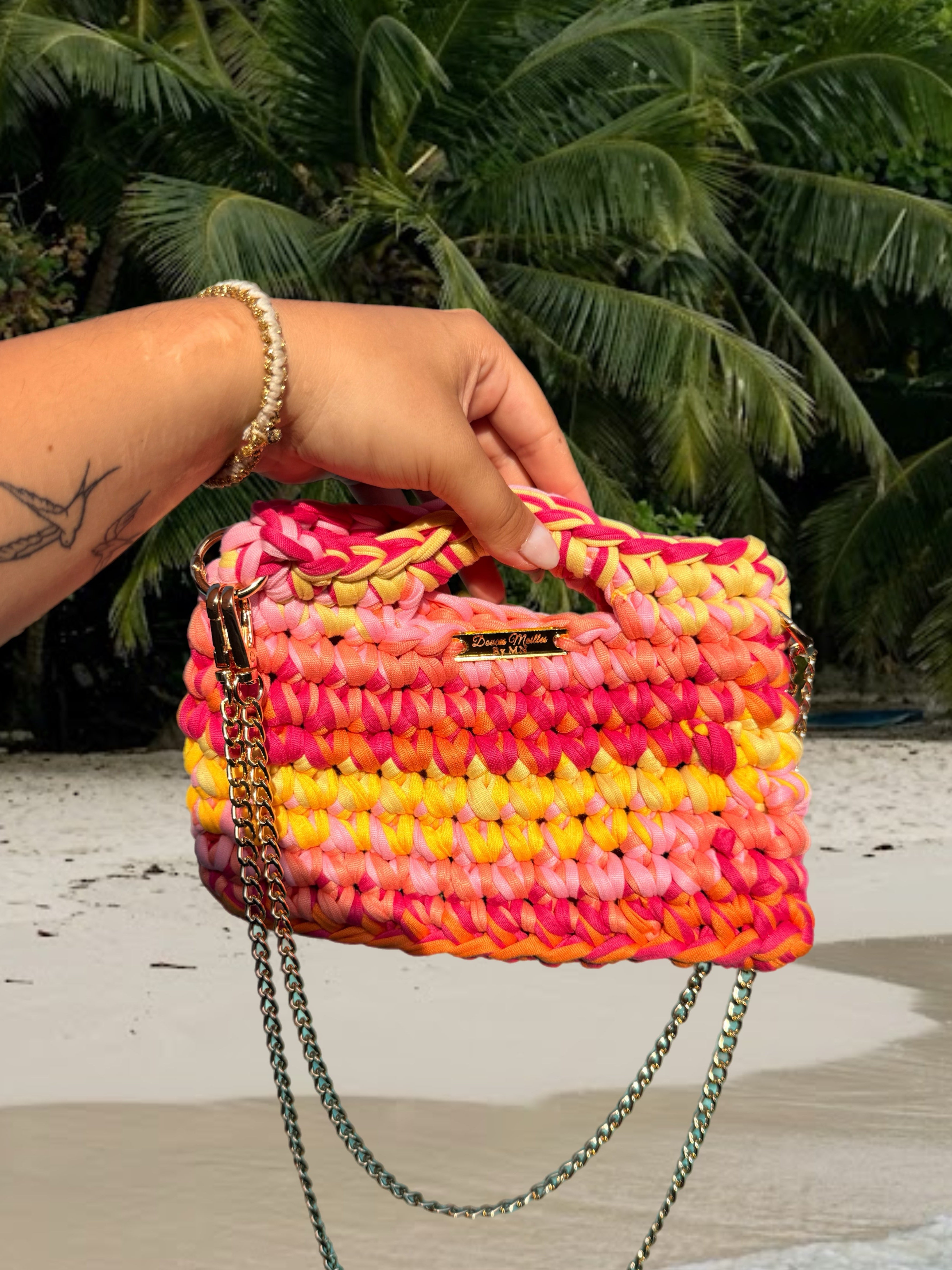 Sac Capri, rose, orange, rose pale et jaune