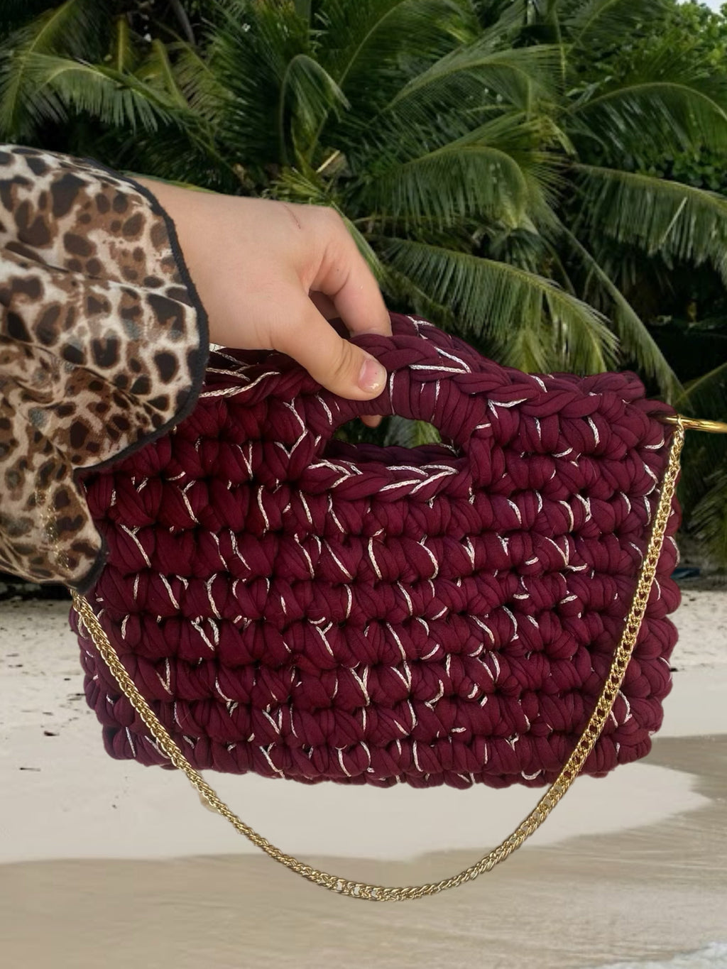 Sac Capri bordeaux et fil doré