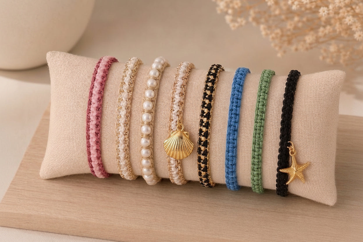 Bracelet en Fils – Perles & Charmes Dorés