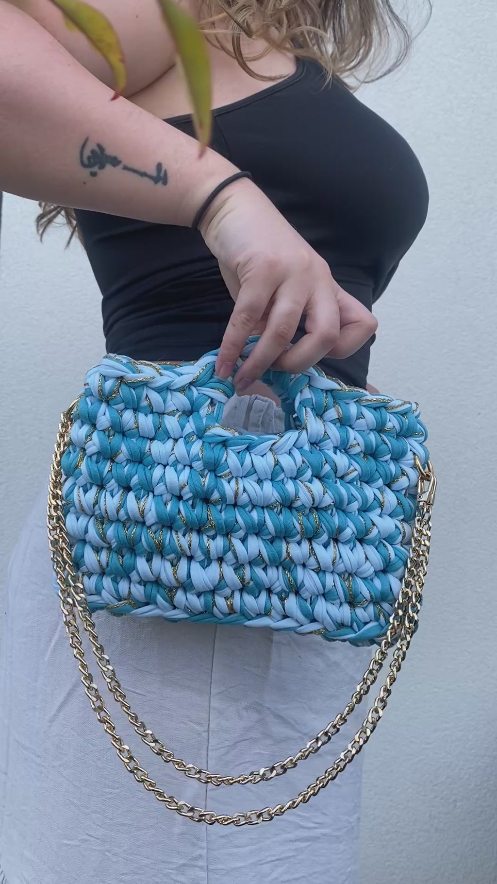 Sac Capri bleu ciel et turquoise